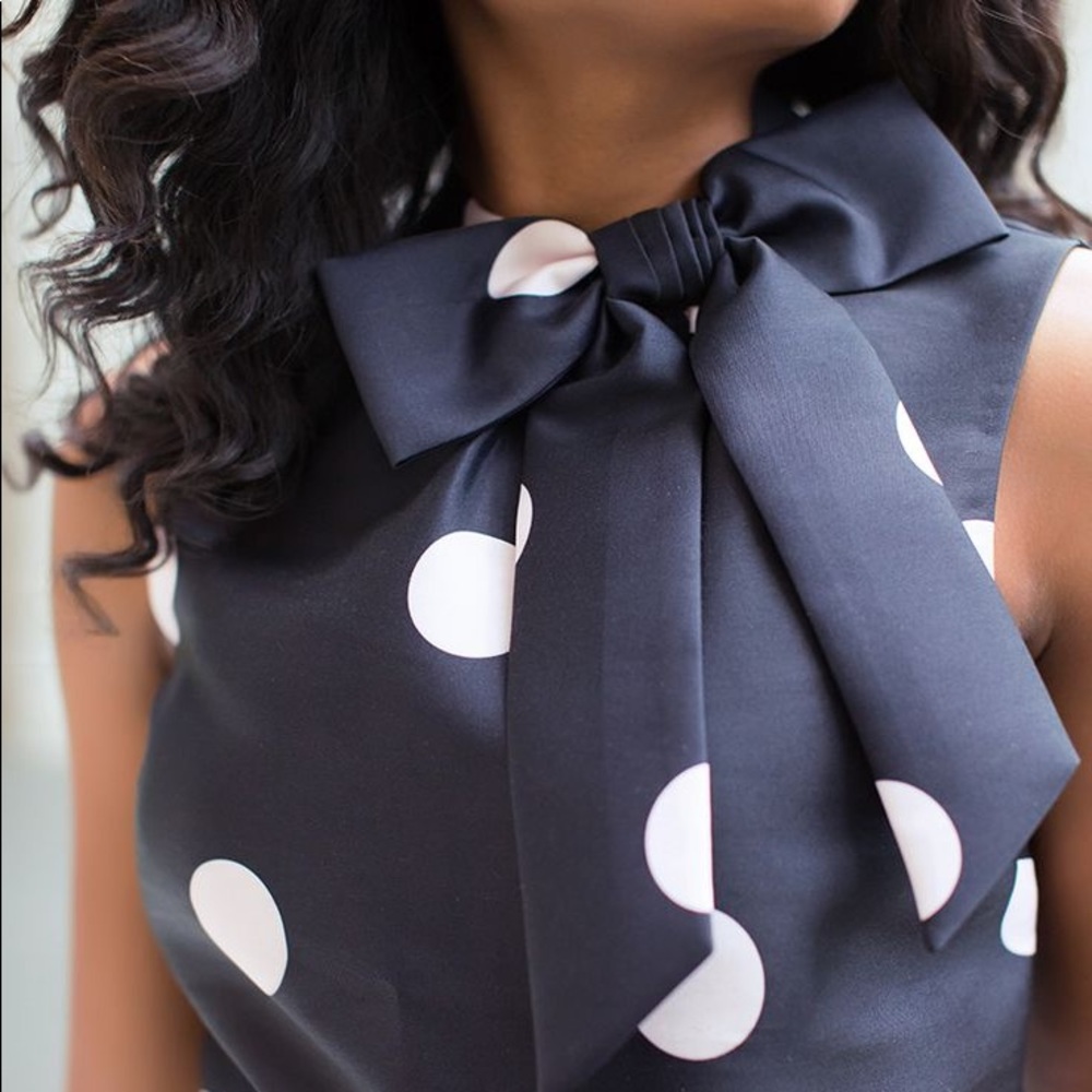 Kate Spade Polka Dot Bow Front Blouse